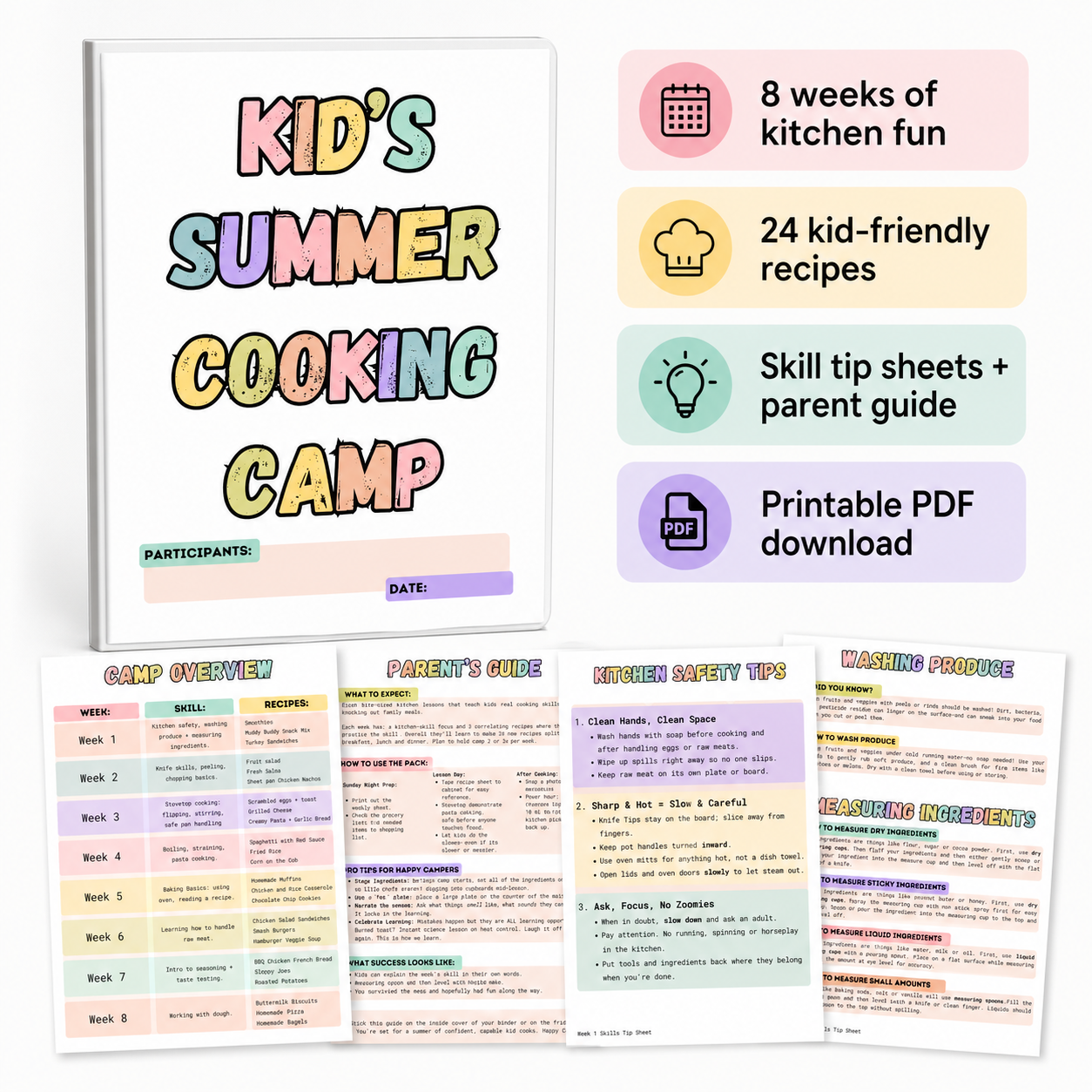 Kids Summer Cooking Camp: 8 Weeks of Kitchen Skills + Recipes
