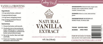 Natural Vanilla Extract- Cooking with Karli (4oz bottle)